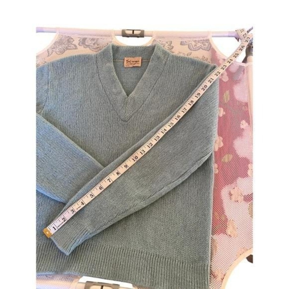 Vintage 1960s Tami 100% Shetland Wool Sweater Marina Blue - Picture 4 of 7